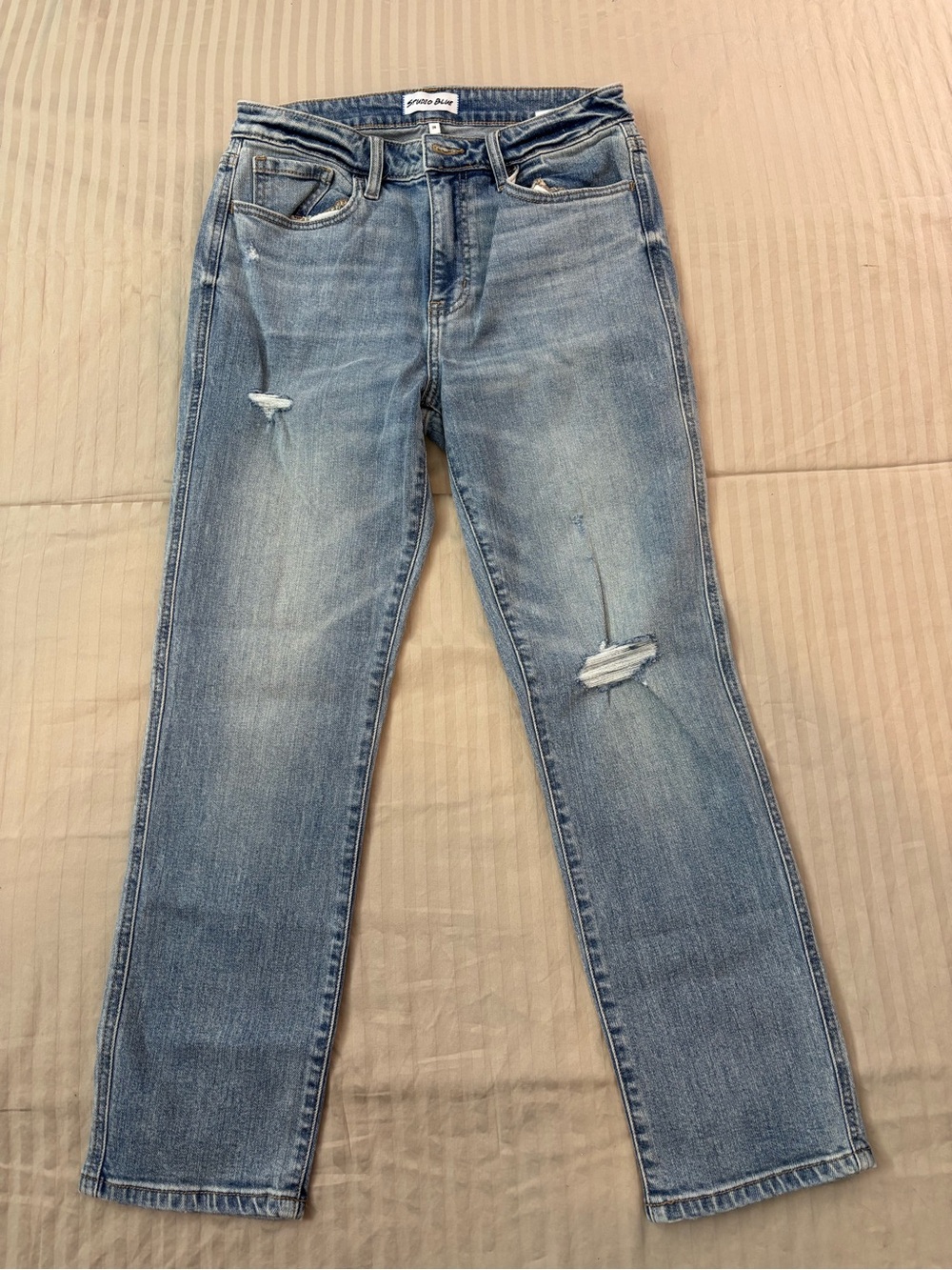 Studio Blue Women's Size 28 Straight Leg Jeans Light Wash Distressed Denim